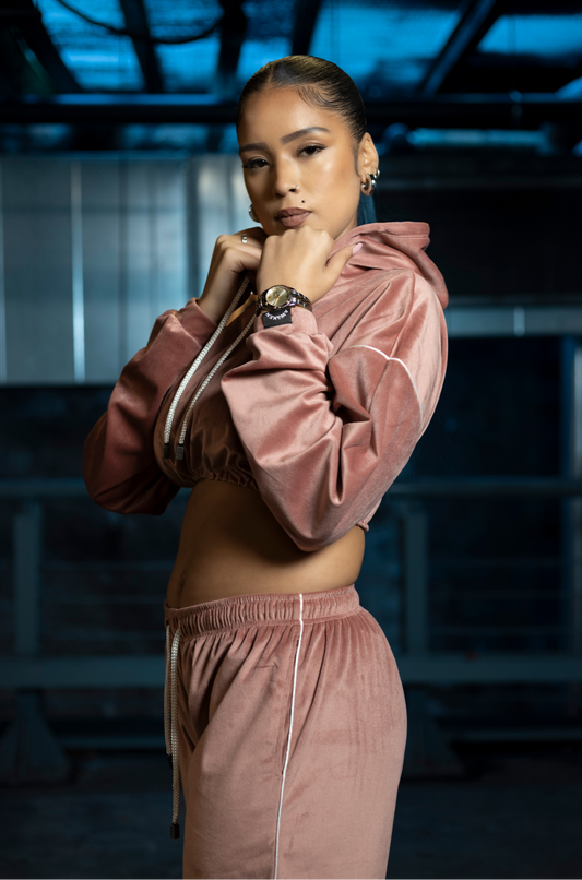 AWäKEN CROP HOODIE | DUSTY PINK